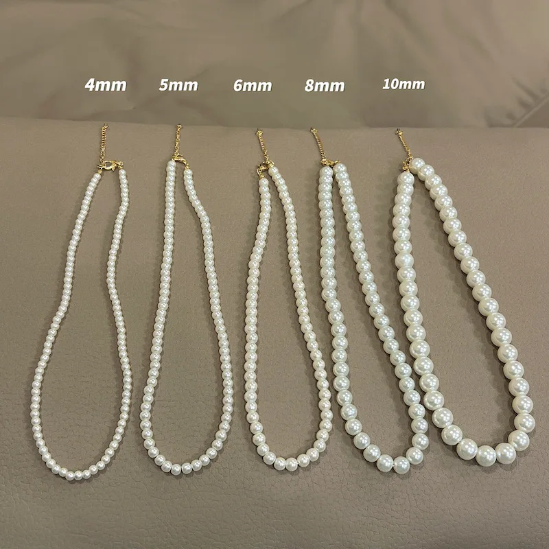 Vintage White Imitation Pearl Chain Choker Necklace for Women 2023 New Trendy Temperament Beaded Necklace Wedding Jewelry Gift