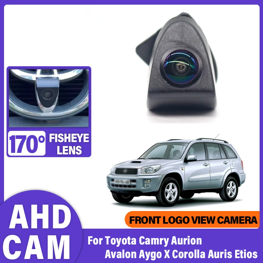 Car Front View Camera Logo Embedded AHD HD Waterproof Fisheye Lens For Toyota Camry Aurion Avalon Aygo X Corolla Auris Etios