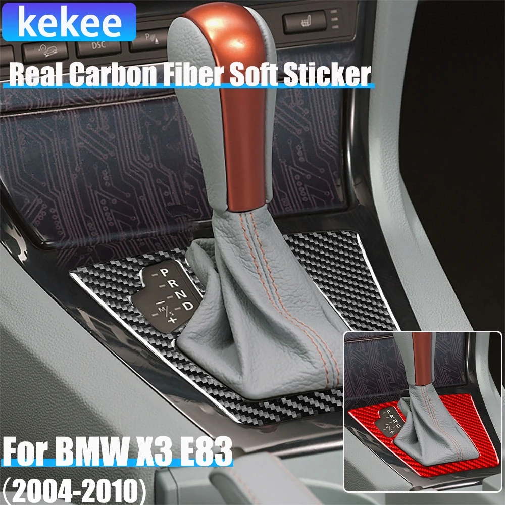 

Real Carbon Fiber Car Accessories Gear Shift Panel Trim Cover Soft Sticker For BMW X3 E83 2004 2005 2006 2007 2008 2009 2010