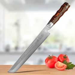 8 inch Chef Slicing Meat Knife Damascus Steel Sharp Blade Kitchen Knives Wood Handle Meat Cutter Chef's Cooking Knife