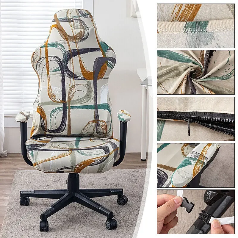 Universal Gaming Chair Cover Floral Stretch Rotating Office Chair Protector Armchair Slipcovers Seat Covers Splicover New