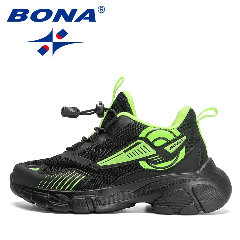 BONA 2023 New Designers Brand Casual Shoes Children Fashion Comfortable Shoes For Girls Boys Breathable Mesh Sneakers Kids Shoes