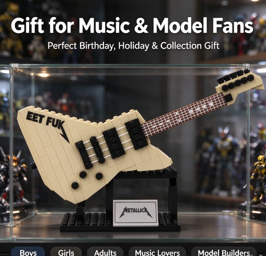 DIY Electric Guitar Sculpture Building Kit, Musical Instrument Desk Decoration, Home Office Display Art Ornament for Music
