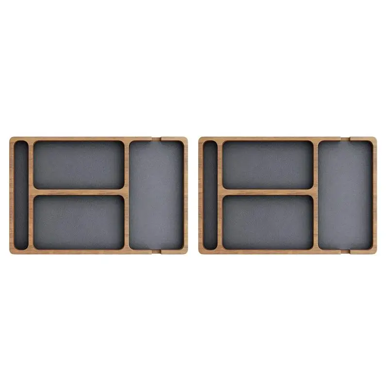 

ABJI-2X Wooden Office Desktop Storage Box Solid Wood Partition Storage Box Mobile Phone Headphone Debris Box Wooden Tray