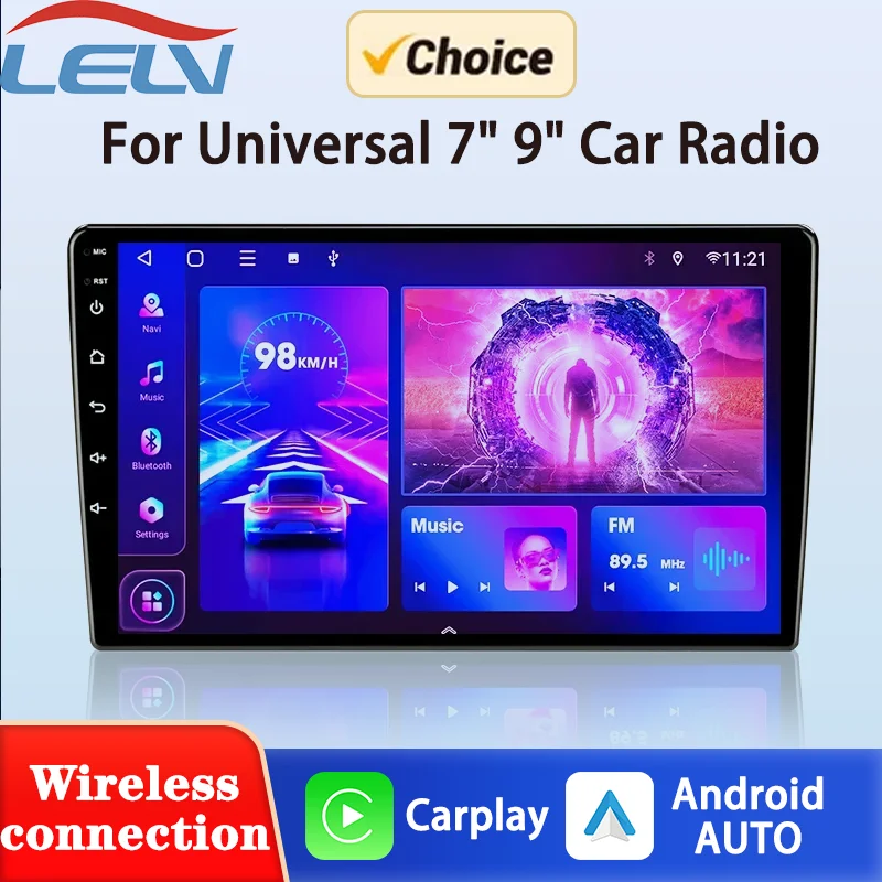 

LELV Car Radio 2 Din Android 12 Auto Carplay Universal 7" 9" Multimedia Player for Nissan Honda Toyota Lada Volkswagen Hyundai
