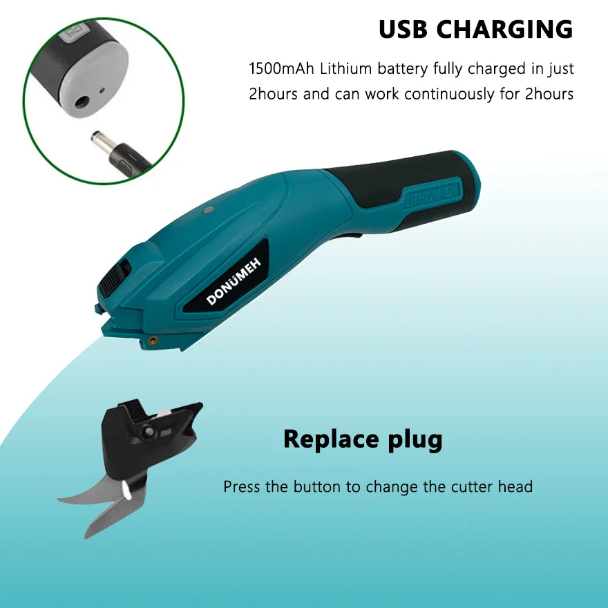 DONUMEH Electric Scissors Electric Cutting 4V USB Charge Tool Sewing Wireless Fabric Sewing Handheld Fabric For Paper Cardboard