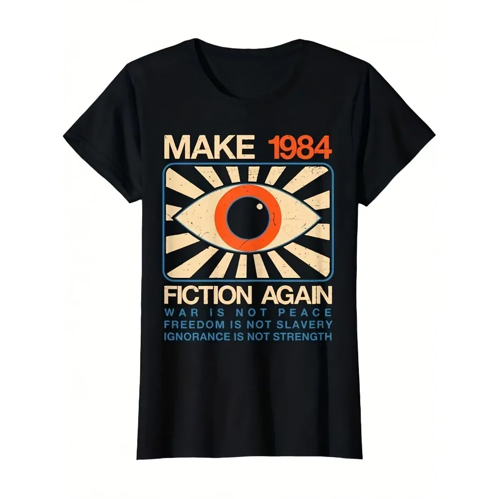 

Casual Short Sleeve Men'S Graphic T-Shirt | 1984 Fiction Again, Eye Design, Crew Neck, Machine Washable, Vintage, Breathable,