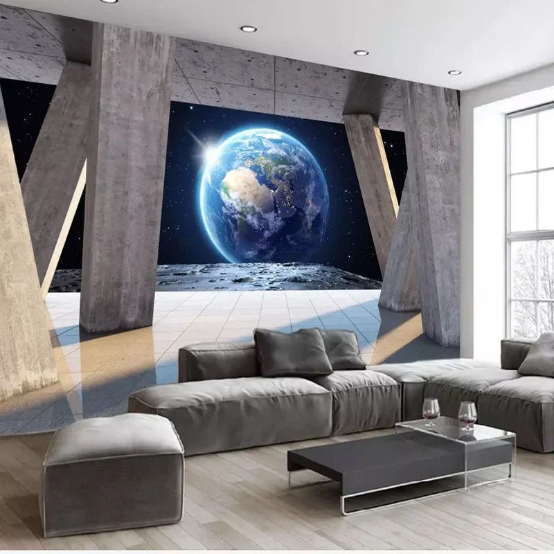 Custom Wallpaper Modern Abstract Stone Column Earth Yang Landscape 3D Wall Cloth Living Room TV Background Wall Home Decor Mural