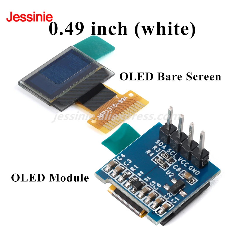 0.49 Cal wyświetlacz OLED moduł LCD 0.49 "ekran 64x32 I2C interfejs IIC SSD1306 sterownik dla Arduino AVR STM32