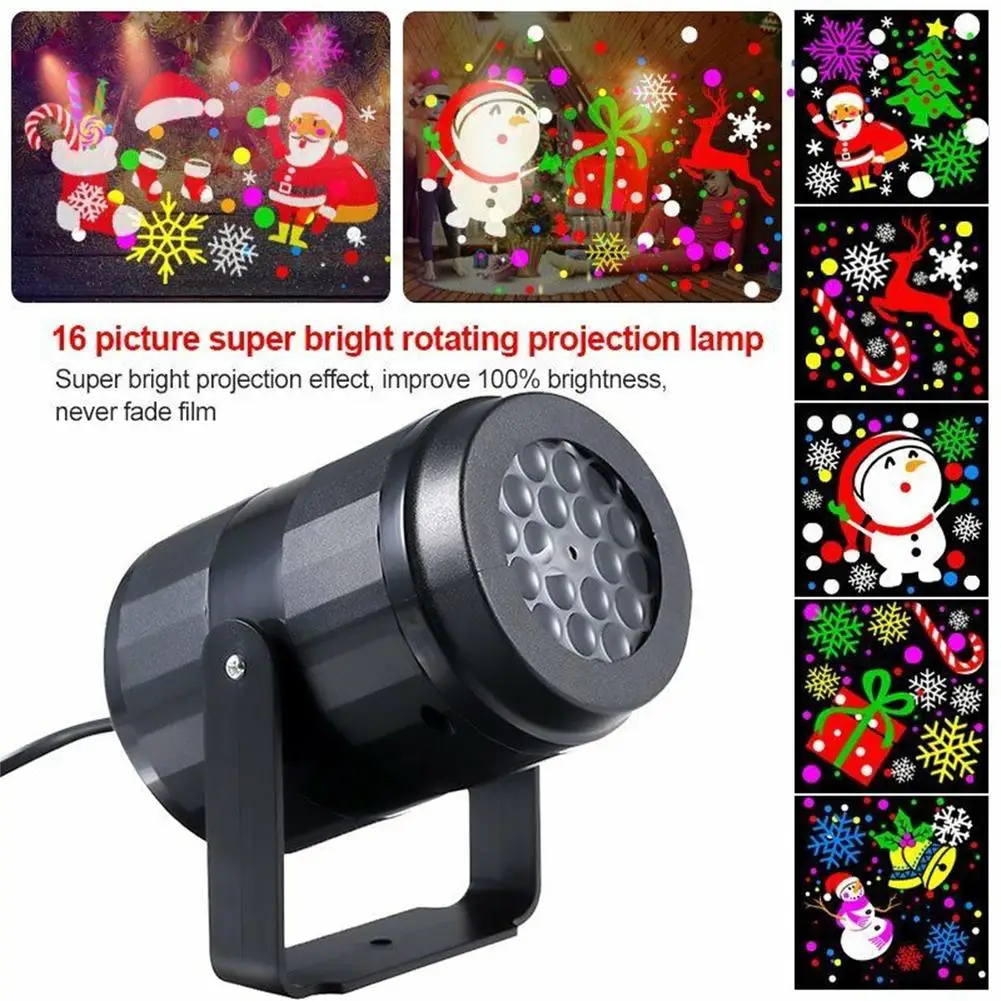 16 Pattern Motion Christmas Landscape Light Projector Led Spotlight lampada di proiezione rotazionale impermeabile