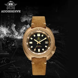 ADDIESDIVE AD2104 Men Automatic Watch Sapphire Glass NH35 Calendar Display C3 Luminous CUSN8 Bronze Case 200m Diving Watches