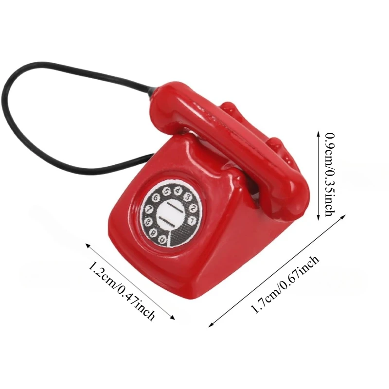 1/4 PCS Mini Vintage Rotary Telephone – 1:12 Miniature Retro Desk Phone for Dollhouse, Fairy Garden Paths & Micro Landscapes