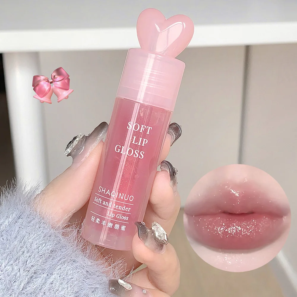 Heart Moisturizing Lip Gloss Lightweight Lip Oil Plump Lips Mirror SHAQINUO Clear Lipgloss