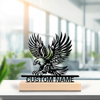 1pc Fashion personalized custom Eagle Metal statues Metal Art with Wooden Base suitable for offices, bedrooms, anniversaries, an