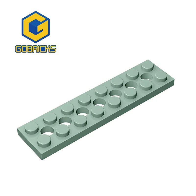 Gobricks 10Pcs MOC Brick Particles 3738 High-tech Plate 2 x 8 With 7 Holes Building Blocks Kids DIY Educational Spare Parts Toys