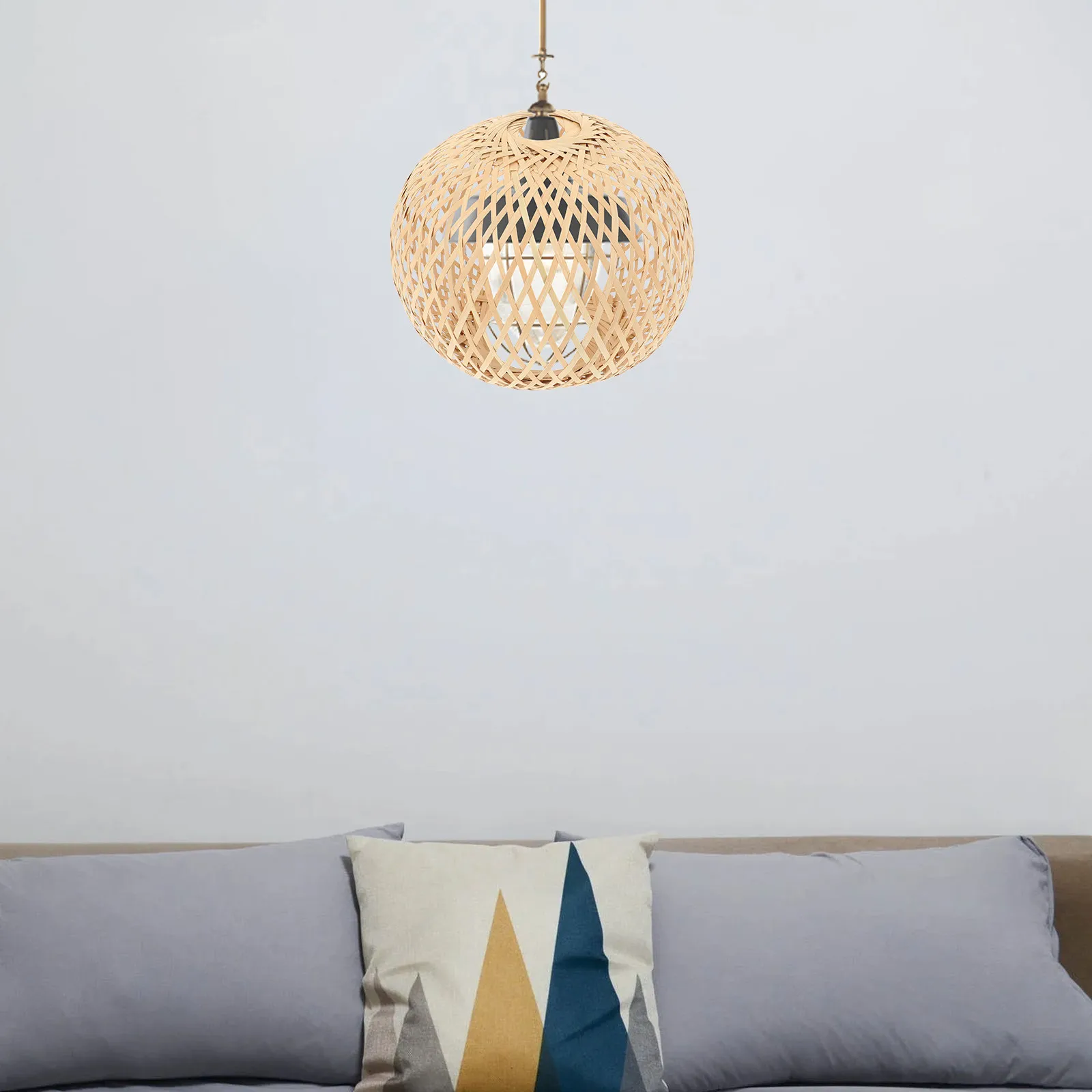 

Bamboo Craft Lampshade Indoor Hanging Light Cover Simple Style Lamp Cover Accessory Decorative Bamboo Woven Light Shade for Home