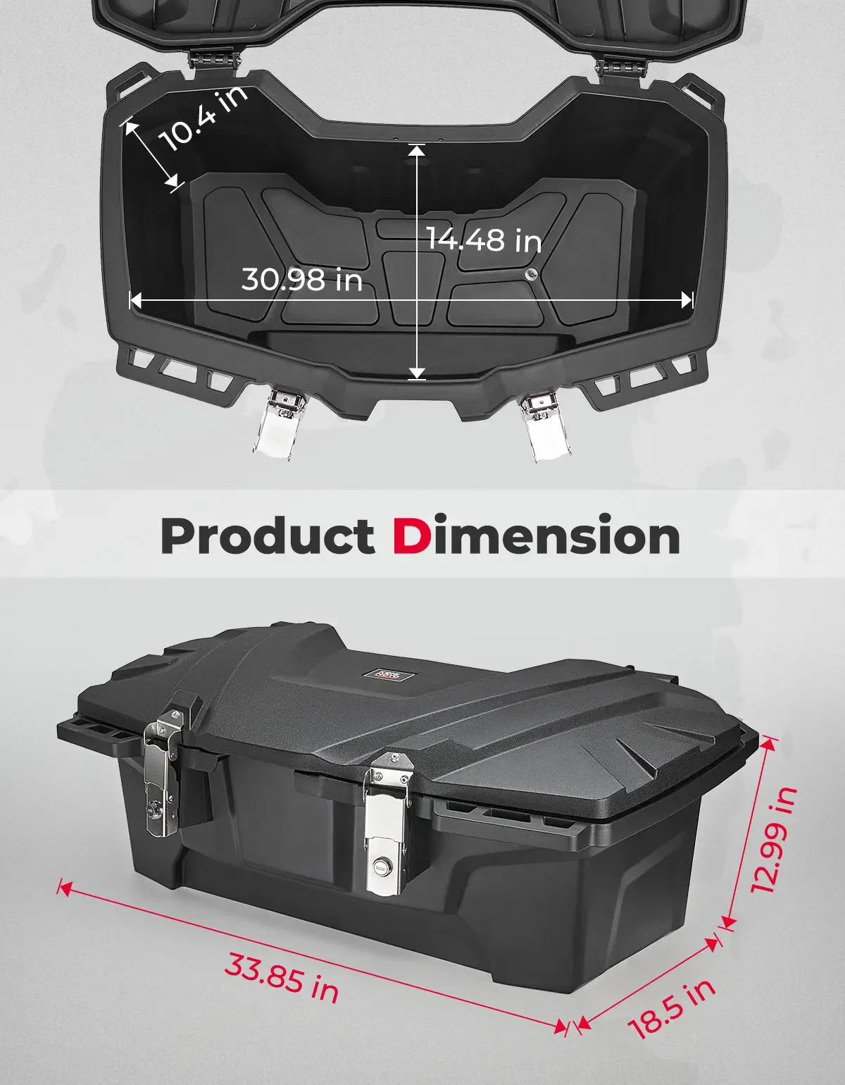 KEMIMOTO ATV 100L belakang Trail Box, cocok untuk sebagian besar rak Tubular 0.75-1 inci kompatibel dengan Polaris Sportsman untuk Can-Am Outlander