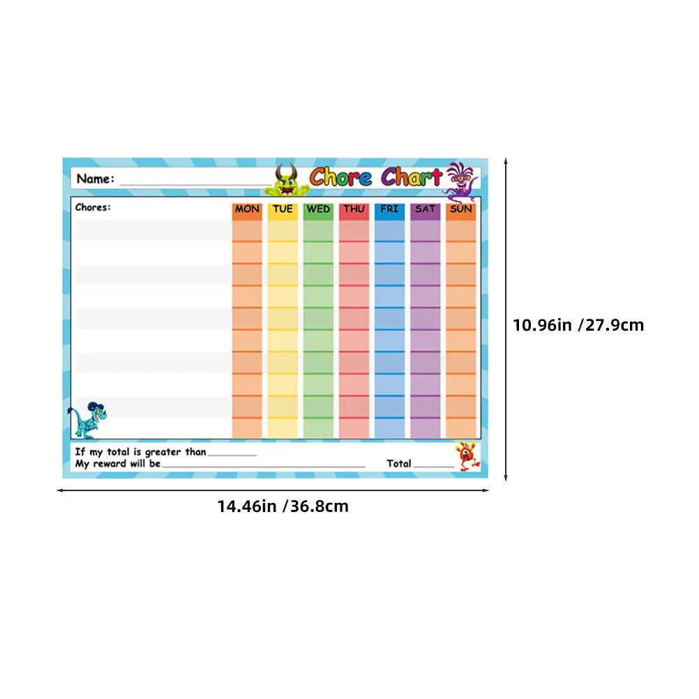 2Pcs Kids Behavior Reward Chart Dry Erase Whiteboard Stickers Self Adhesive Reusable Waterproof PVC for School Home Kindergarten