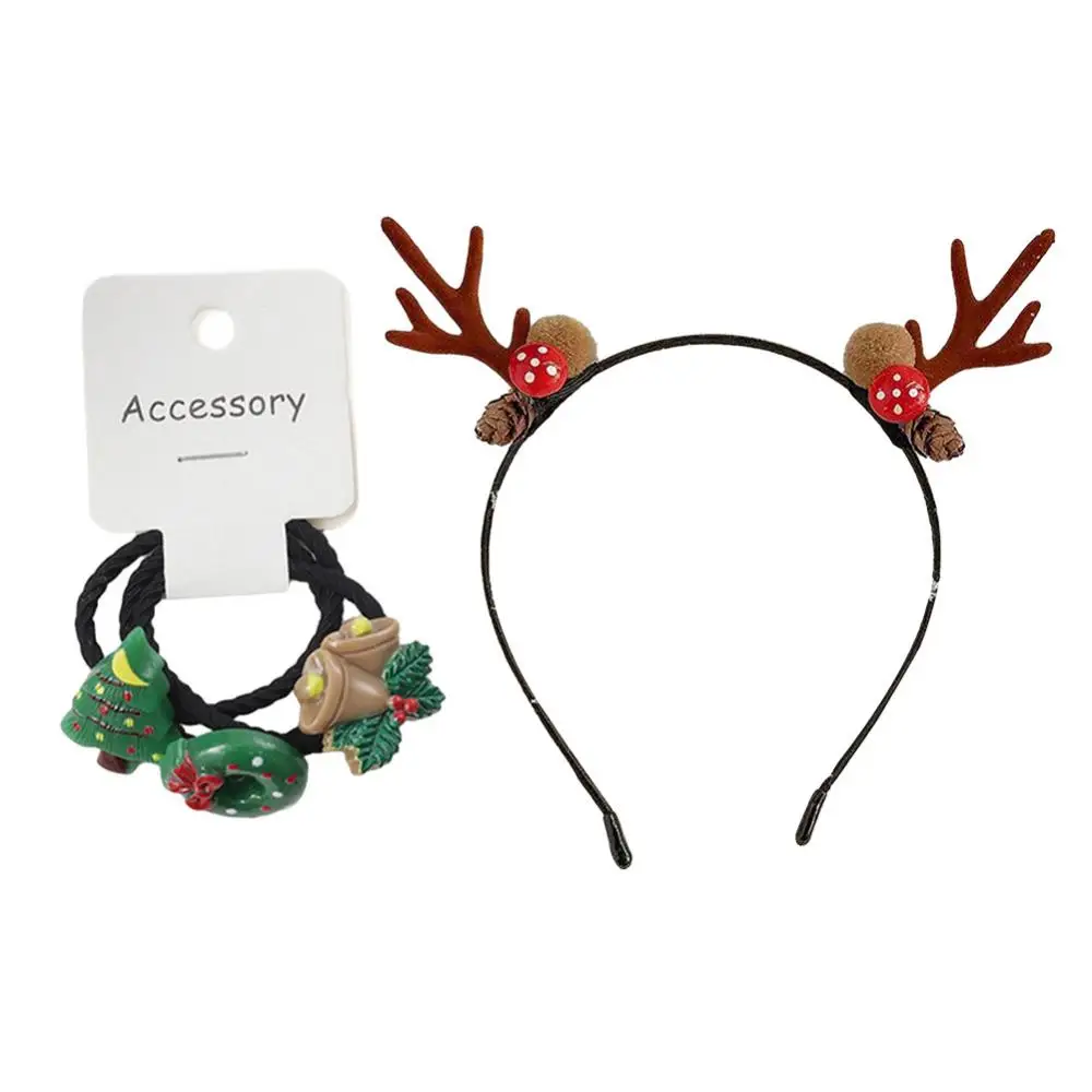 5/10SETS Elk Head Rope Multi-scene Use Resin Christmas Hairband Little Girl Hair Rope Easy To Carry Womens Home Supplies