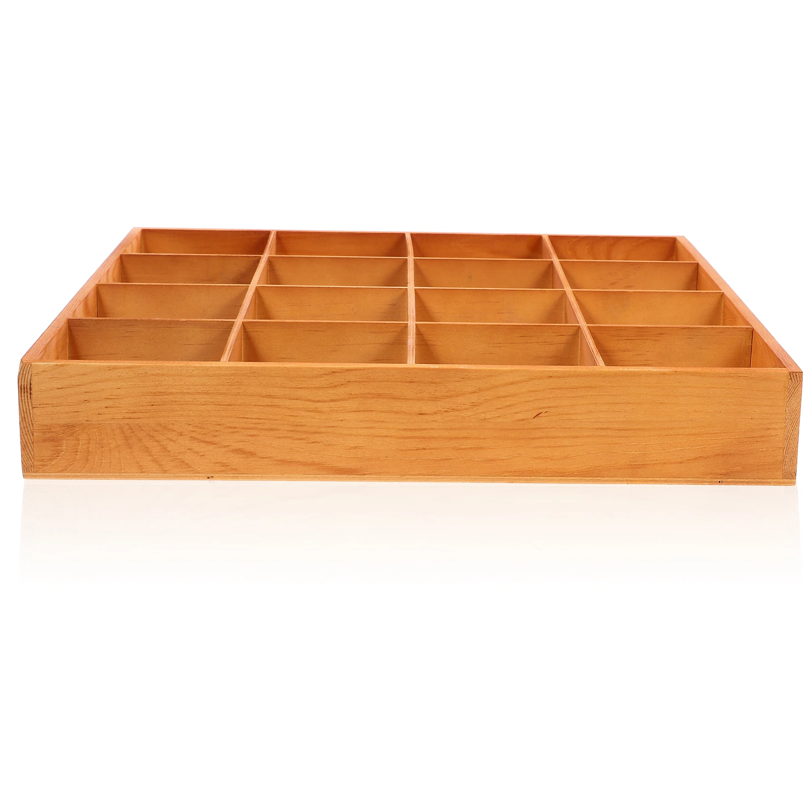 

Rustic Pine Wood 16 Compartments Storage Box Underwear Sock Organizer for Closet Drawer Lingerie Tie Belts Hair Accessories