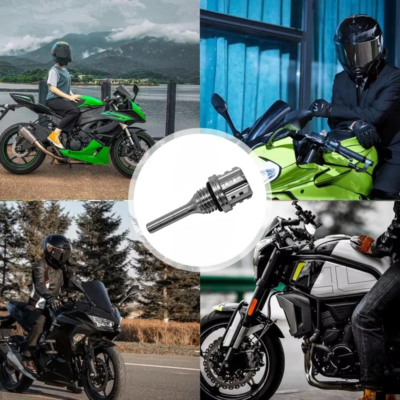 SEAMETAL Motorcycle Oil Dipstick with Sealing Ring Threaded Fit Engine Oil Level Gauge Tool for Motorbike ATV Scooter
