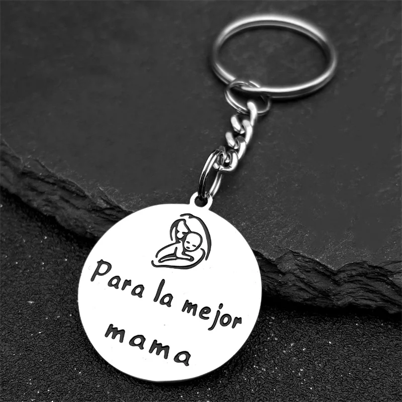 Mom Hug Kids Para la mejor mama Keychain For Women Stainless Steel Silver Color Love Family Keyring Jewelry Mother'S Day Gift