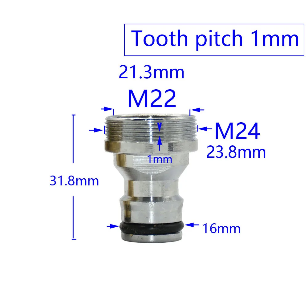 Water Faucet Coupler M16 M18 M20 M22 M24 M28 Thread Connector For Bubbler Kitchen And Bathroom Accessories Silver