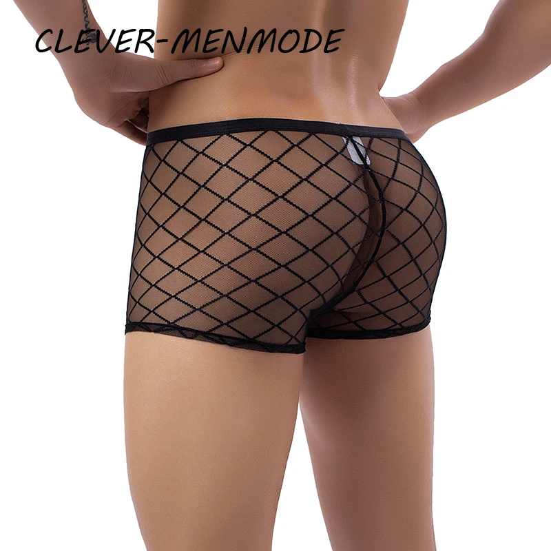 Male Mesh Net Breathable Transparent Boxers Sexy Comfortable Underwear Trunks Male Underpants