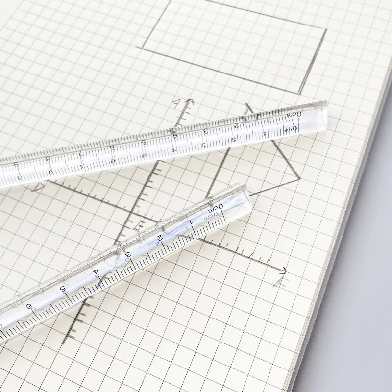 15cm/20cm Simple Style Plastic Transparent Triangular Straight Ruler Tools Stationery Drawing Office School Measuring Supplies