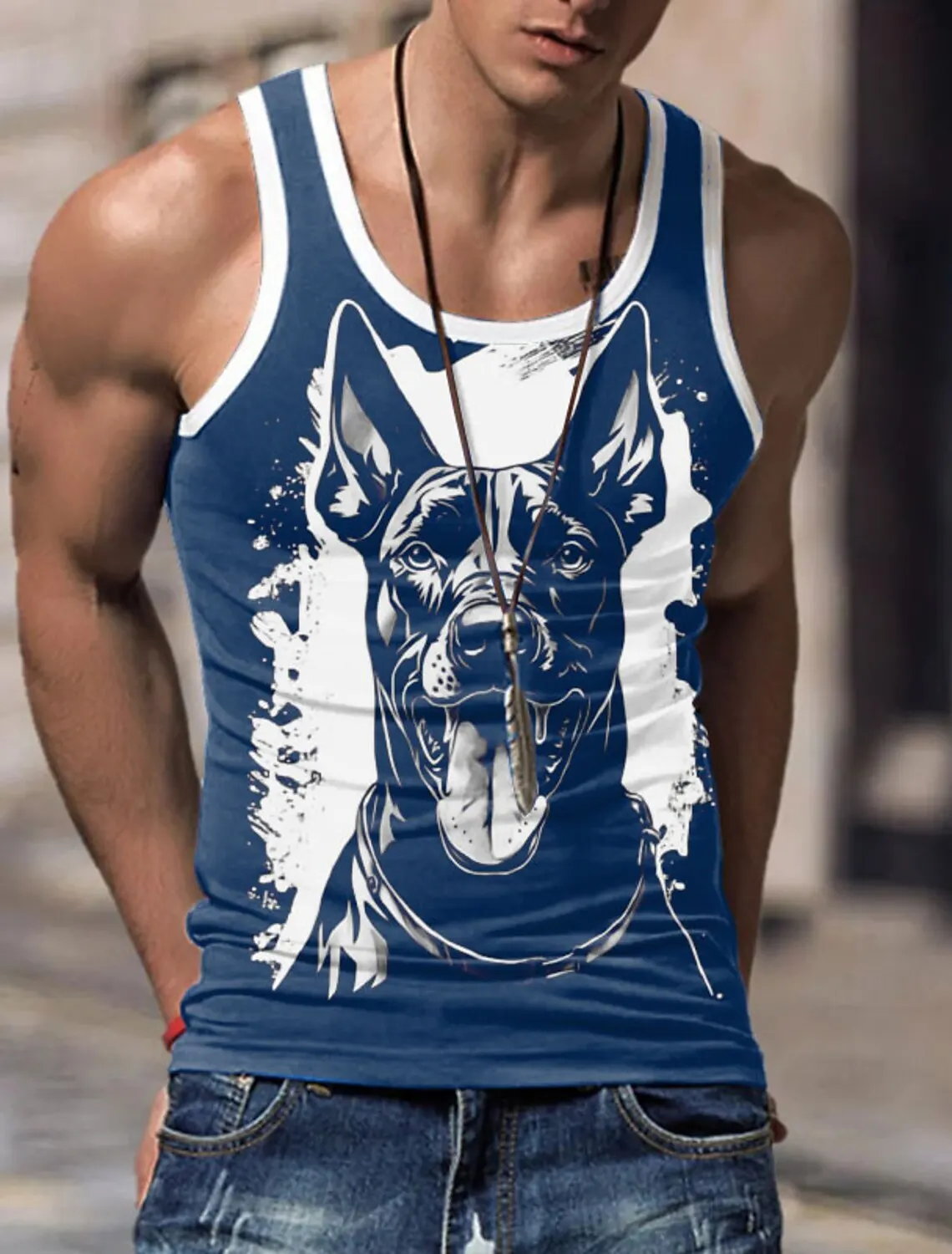 

3D Print Animal Dog Pattern Men's Tank Tops Summer Sports Daily Fitness Sleeveless Vest Loose Sweat Absorbing Breathable Clothes