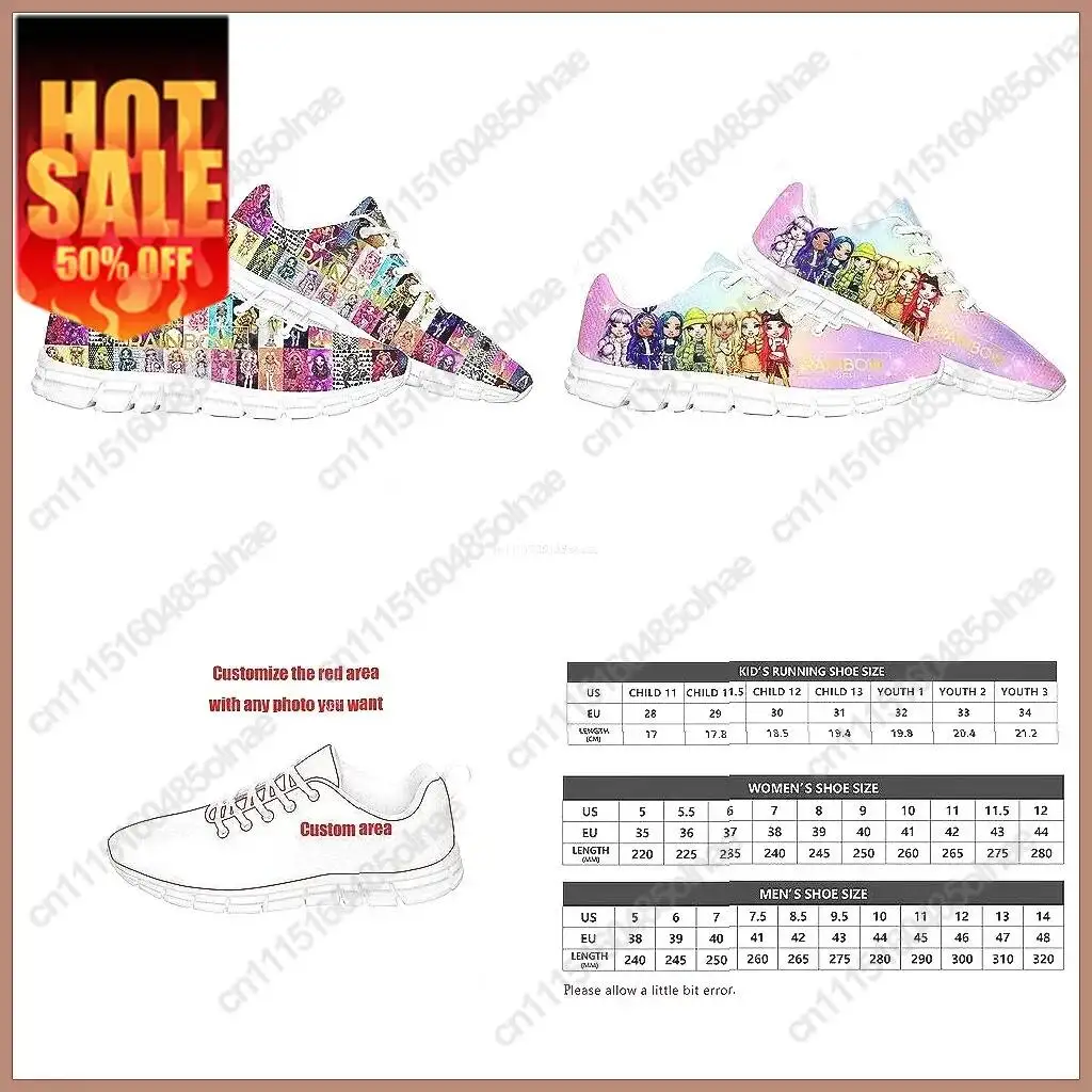 Rainbow High Manga Comics Sneakers, Custom Sports Shoes for Men & Women, Comfortable Lace-Up