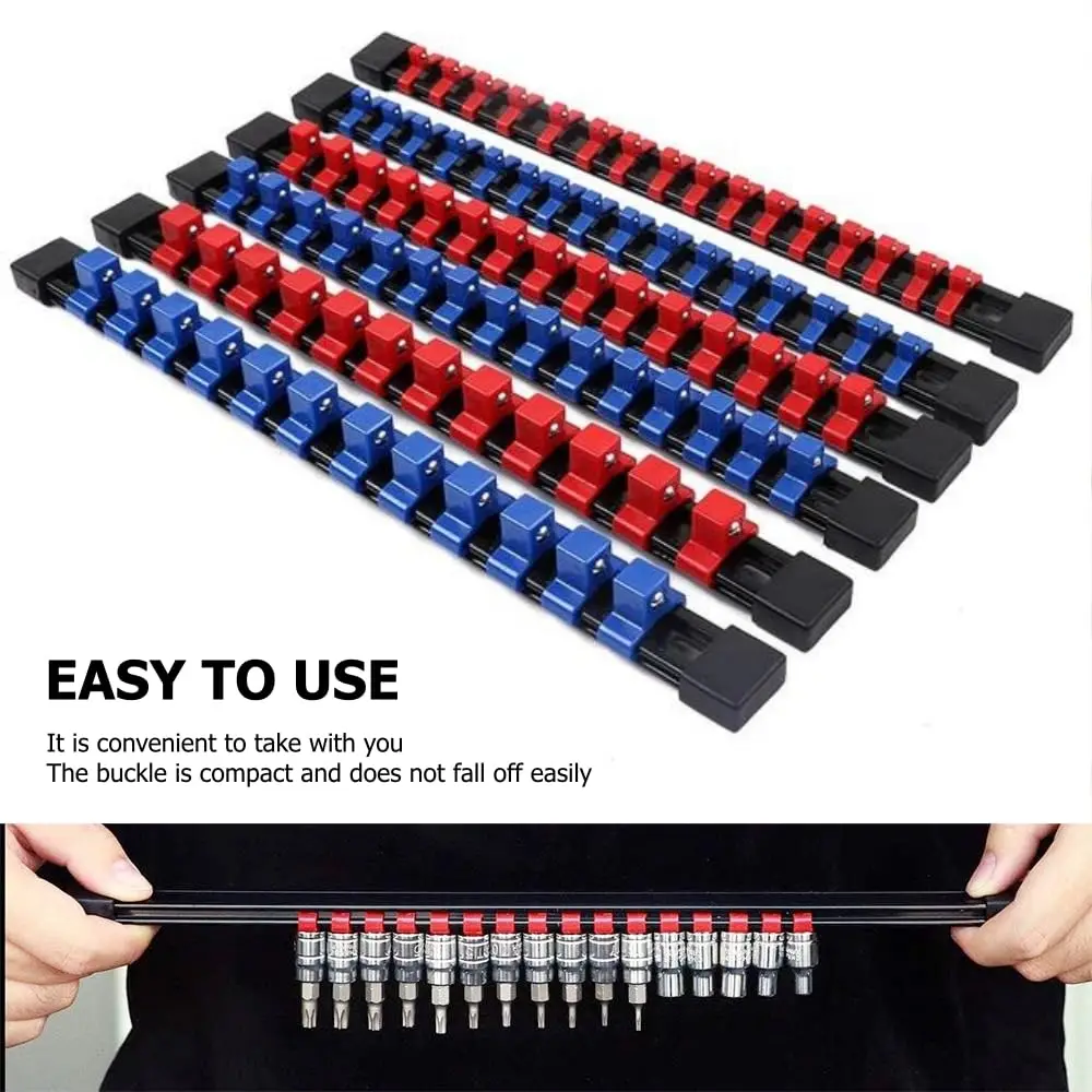 Organizador de llaves de vaso de 6 piezas, para mandril de 1/2 pulgada, 3/8 pulgada y 1/4 pulgada, de ABS, soporte para llaves de vaso, riel de sujeción para llaves de vaso, bandejas para herramientas
