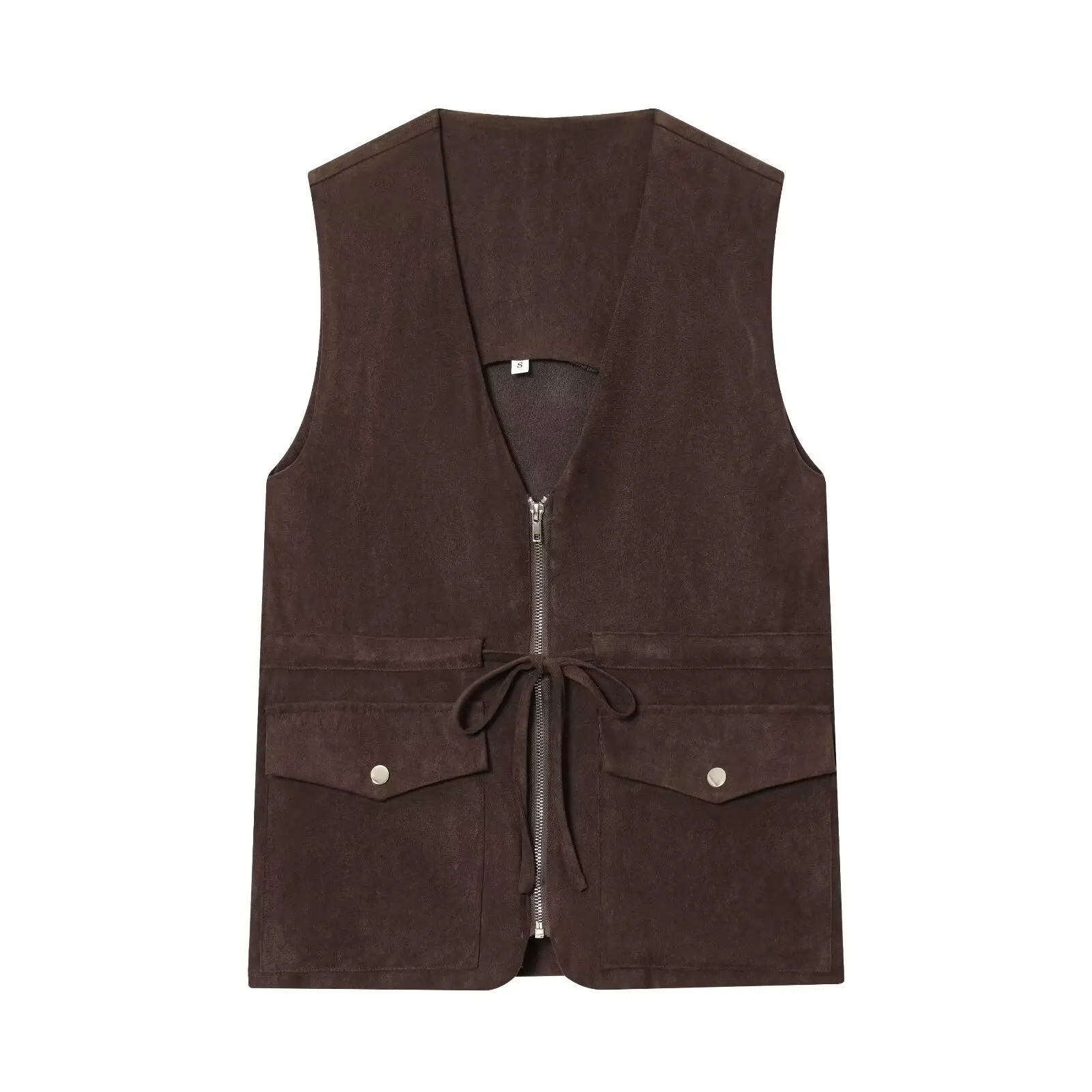 

Fall New Arrivals Fashion Solid Color Pocket Zipper Vest Sleeveless Vest