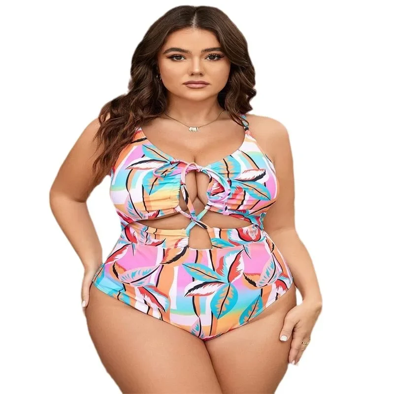 Plus Size Swimsuit One-piece Sexy Printed Strap Swimsuit Amazon Swimsuit Women