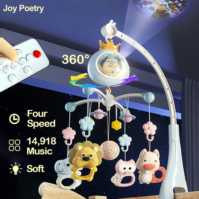 360 ° البطريق الموسيقية الإسقاط سرير الطفل المحمول الدورية لينة ضوء السرير جرس لعبة أربع سرعات توقيت الرضع حشرجة الموت السرير هدية #1