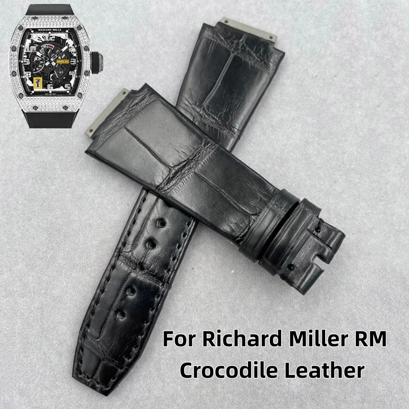 

Crocodile Leather Strap for Richard Miller RM67 RM055 RM011 RM030 RM035 Handmade Watchband Customized Alligator Bottom Watchband