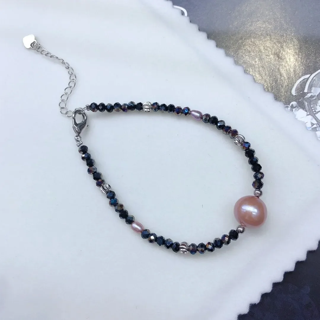 Pearl Necklace + Spinel Necklace + Pearl 9-11mm Extension Chain Adjustable Simple Versatile Flawed Wholesale