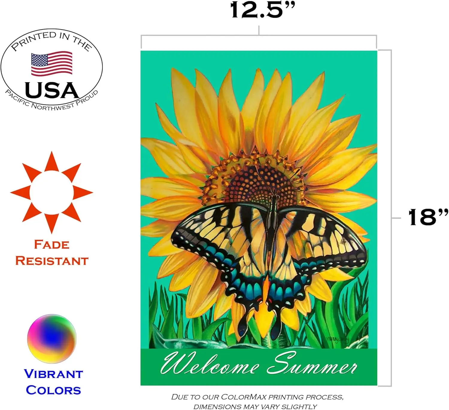 Toland Home Garden 119449 Swallowtail Sunflower Flag 12x18 Inch Double Sided Garden Flag for Outdoor House F