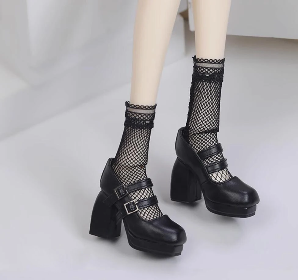 D09-P292 children handmade toy    1/3 as62 BJD Doll shoes Square toe thick sole thick heel shoes 1pair