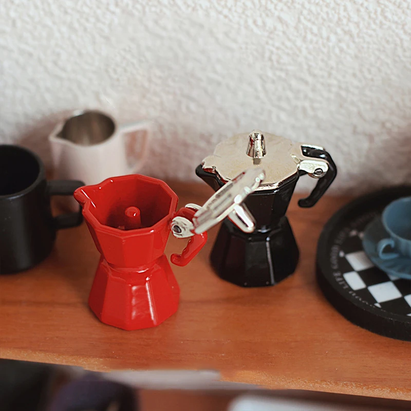 Mini cafetera de simulación en miniatura para casa de muñecas, modelo de utensilios de café para decoración de casa de muñecas, juguetes de juego de