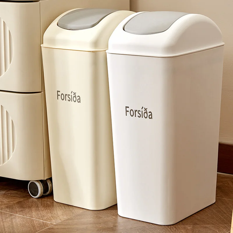 

Bathroom Trash Can 16L Small Garbage Can Press Top For Toilet Bedroom Living Room Plastic Wastebasket