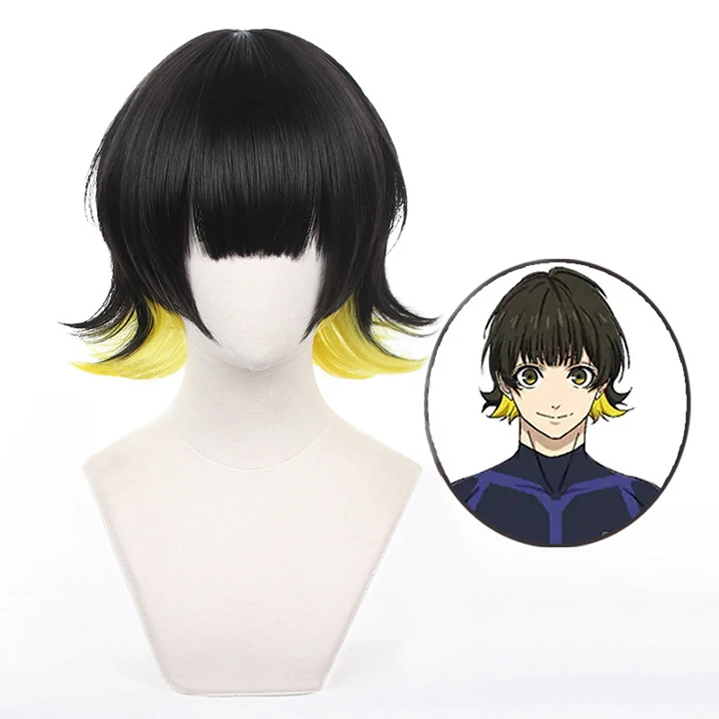 Anime Blue Lock Bachira Meguru Cosplay Wig Men Heat Resistant Synthetic Wig Halloween Carnival Role Play Props