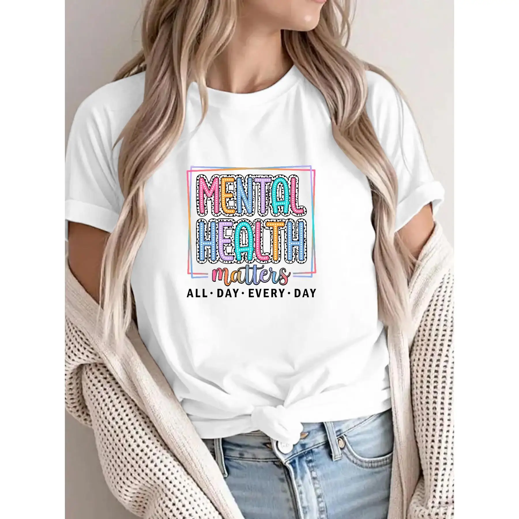 

Advocacy - Driven T - Shirt Emphasizing "Mental Health matters ALL·DAY·EVERY·DAY"