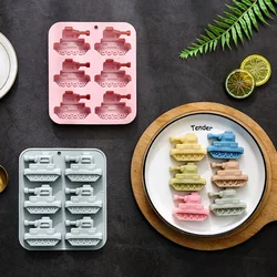 6-in-a-row Tank Modeling Silicone Mold Cake Baking Tool Epoxy Ice Cube Abrasive Soft Candy Ice Grid Baking Accessories