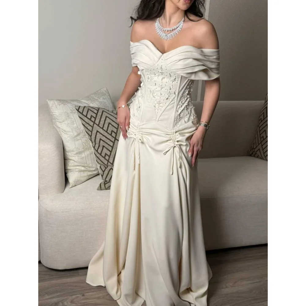 فساتين سهرة طويلة مخصصة قبالة الكتف أنيقة مناسبة رسمية فساتين حفلات حبة كريستال طول الأرض فساتين حفلة موسيقية