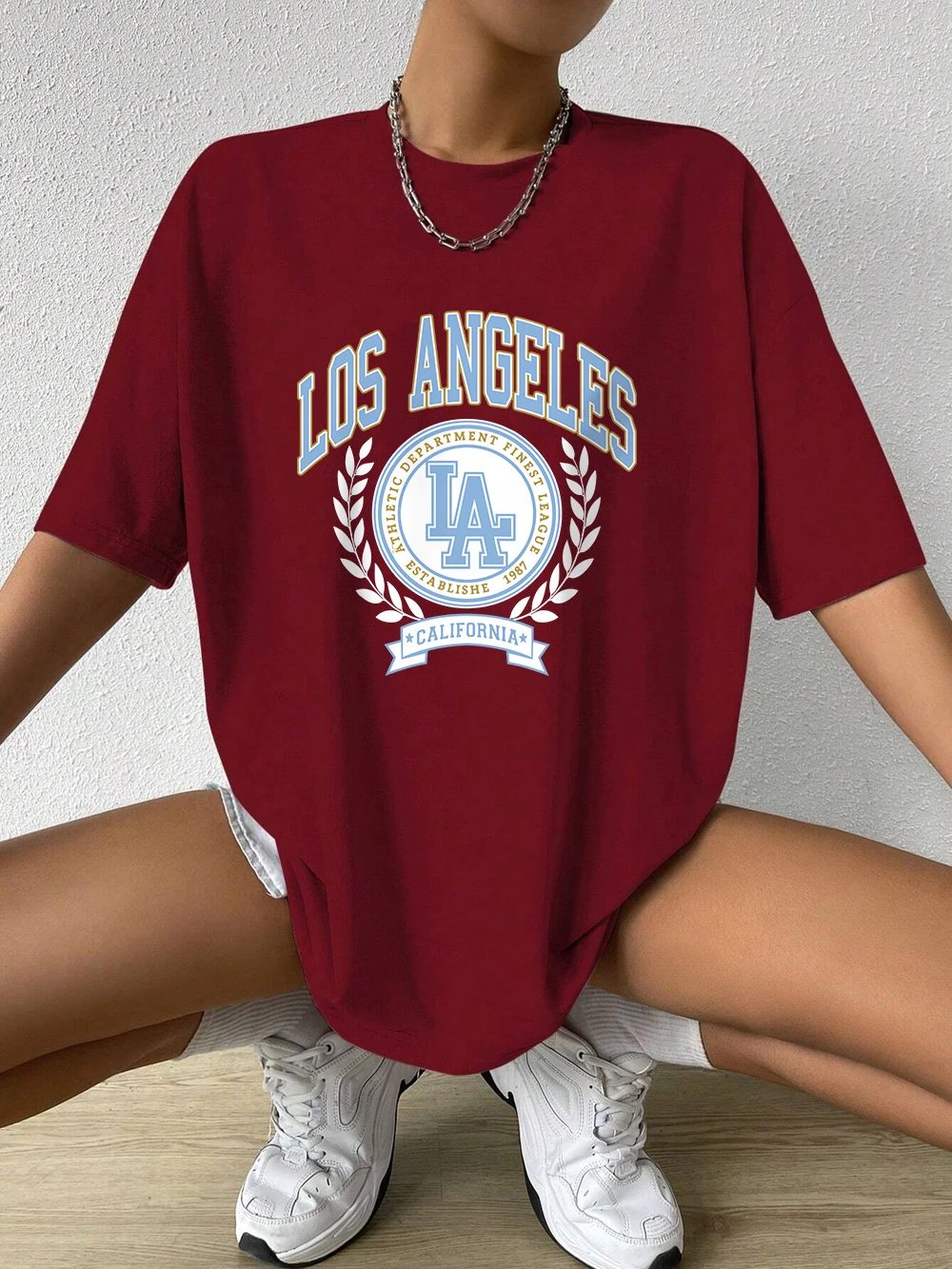 Los Angeles City California Printing T-Shirt Women Cotton Summer Short Sleeve Tees Comfortable Loose O-Neck Tops Casual Clothes