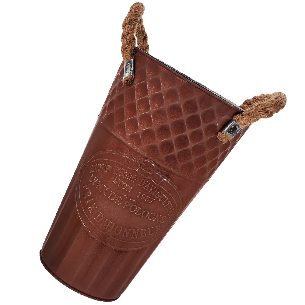 

Винтажное металлическое ведро для цветов в деревенском стиле, ваза для цветочных композиций, ведро-кашпо для сухоцветов, декор для фермерского дома, гостиной