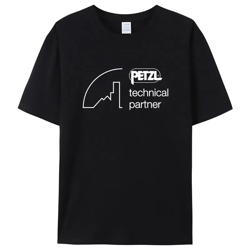 2025 nueva camiseta de verano para hombres Casual PETZL impreso suave puro algodón de manga corta cómoda calle Casual versátil Top