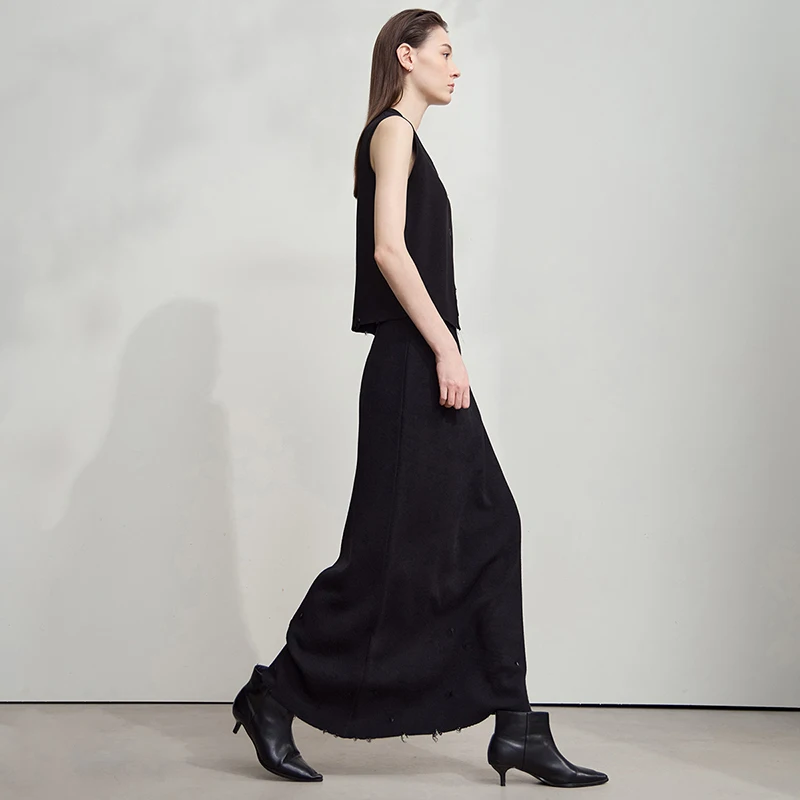 AMII Damesrok 2025, Herfst Nieuwe Minimalistische Effen Kleur Kleding Dames Casual Veelzijdige Lange A-lijn Rokken Voor Vrouw 12554006