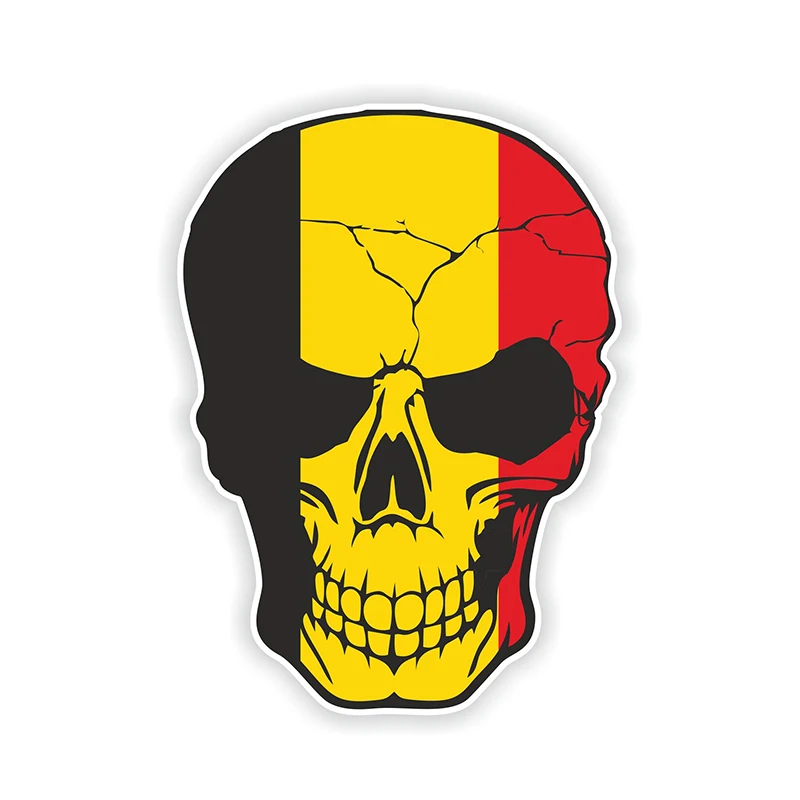 

CK21120# 11x15cm Belgium Skull Sticker With Flag Car Sticker Waterproof Auto Decors for Bumper Rear Window Laptop